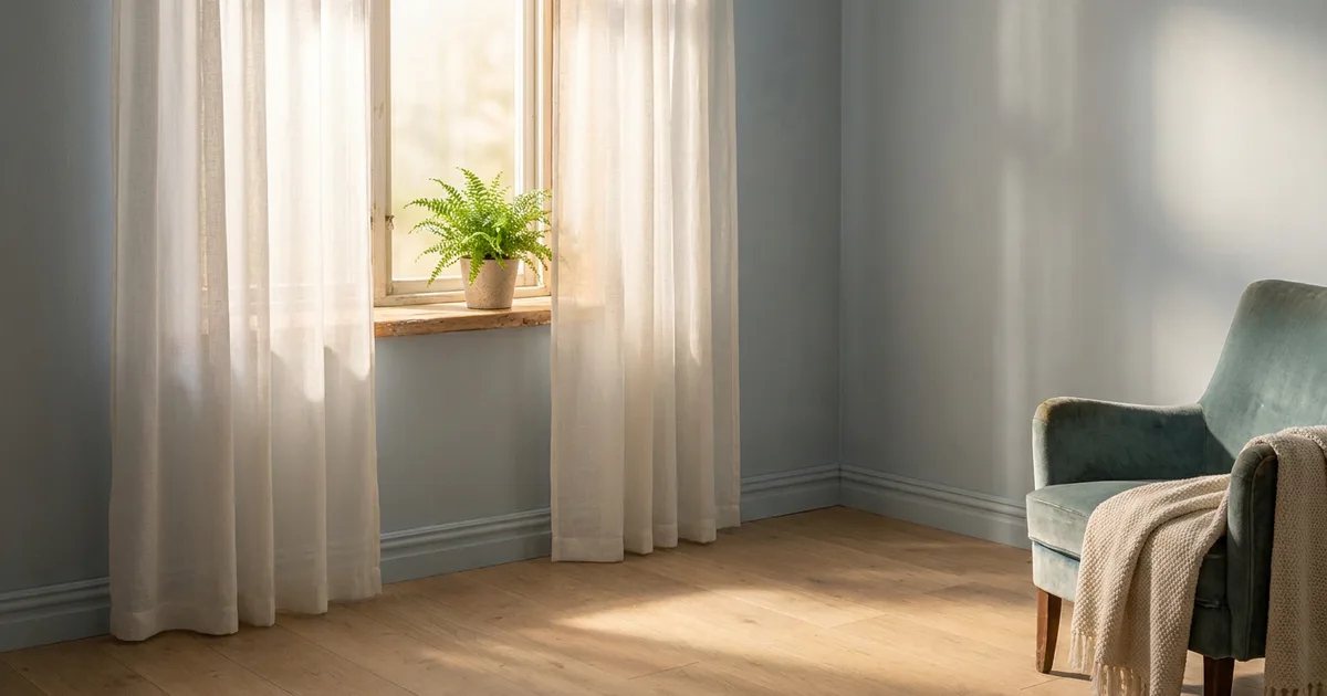 Morning light filling a calm, freshly restored room in a San Antonio home